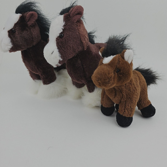 2 Ganz Webkinz Clydesdale Horse 8in and Soft Spot 5 in Pony Brown White 3 horses - Picture 5 of 15